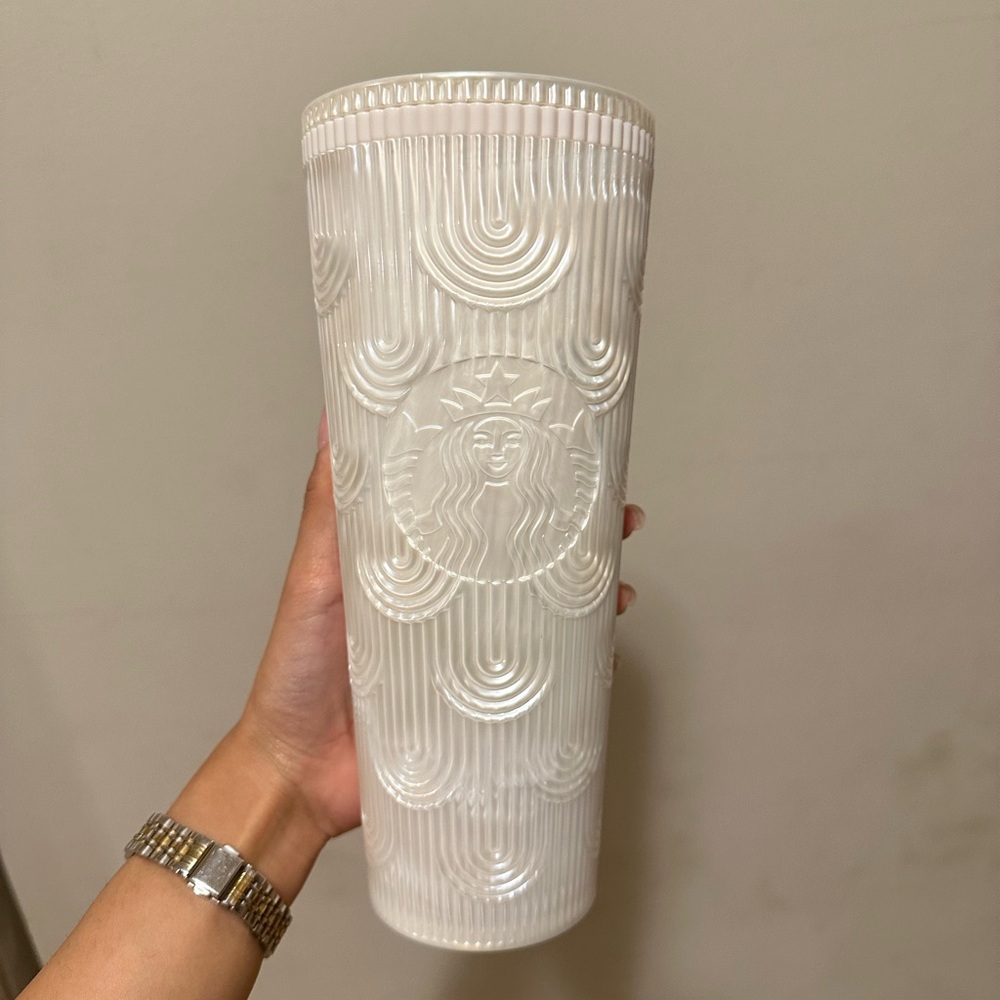 White pearl Starbucks mermaid cup